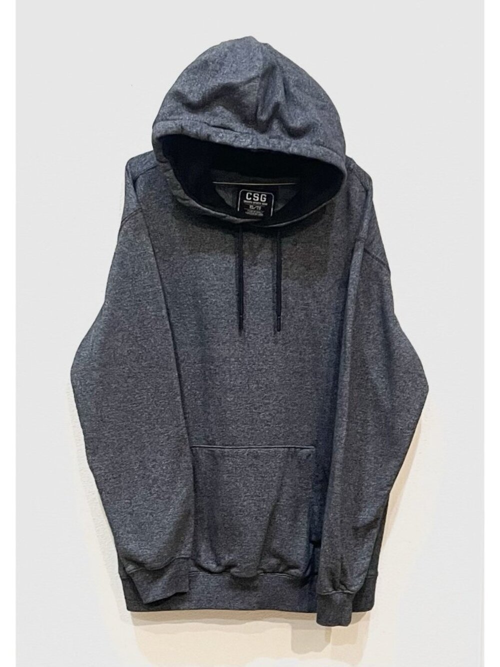 CSG Hoodie Mens XL Gray Fleece Lined Pullover Sweatshirt Media Pocket Heather